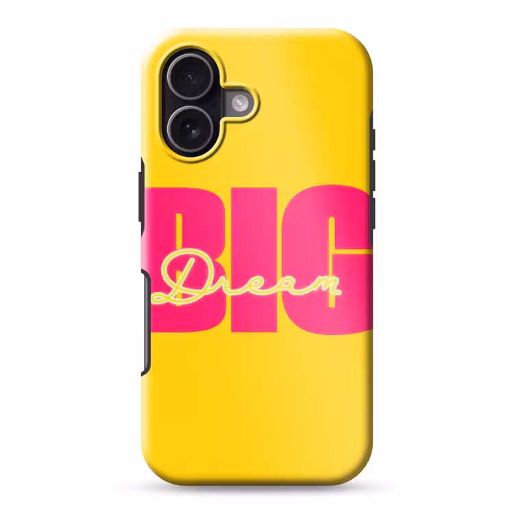 Dream big - Geel - Roze Toughcase MagSafe Apple iPhone 17 klein -3d