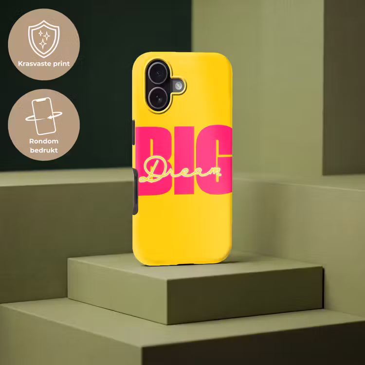 Dream big - Geel - Roze Toughcase MagSafe Apple iPhone 17 klein -USP_PrintM_NL