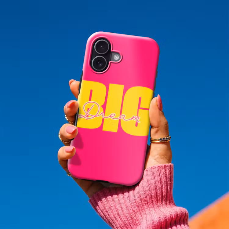 Dream big - Roze - Geel - Minimalistisch Toughcase MagSafe Apple iPhone 17 klein -Sfeer1V