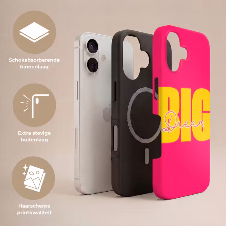 Dream big - Roze - Geel - Minimalistisch Toughcase MagSafe Apple iPhone 17 klein -USP_Lagen_NL