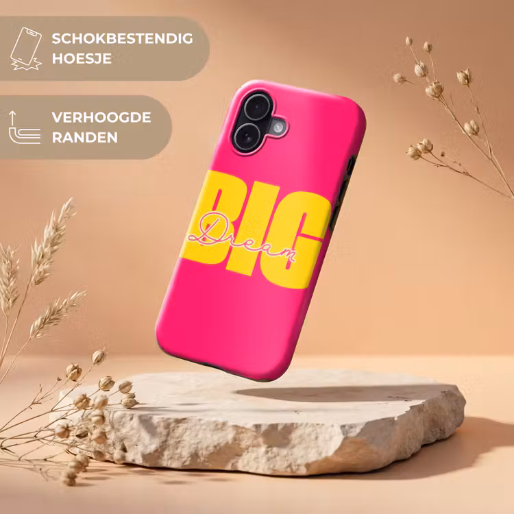Dream big - Roze - Geel - Minimalistisch Toughcase MagSafe Apple iPhone 17 klein -USP_RandenV_NL