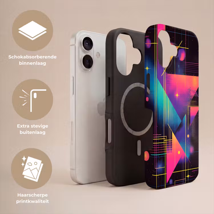 Driehoeken - Cirkels - Abstract - Sterren Toughcase MagSafe Apple iPhone 17 klein -USP_Lagen_NL