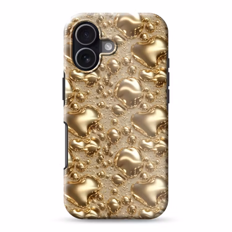 Druppels - Organisch - Goud Toughcase MagSafe Apple iPhone 17 klein 1017 -3d