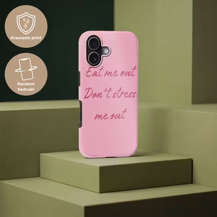 Eat me out don't stress me out - Roze - Handgeschreven Toughcase MagSafe Apple iPhone 17 klein -USP_PrintM_NL