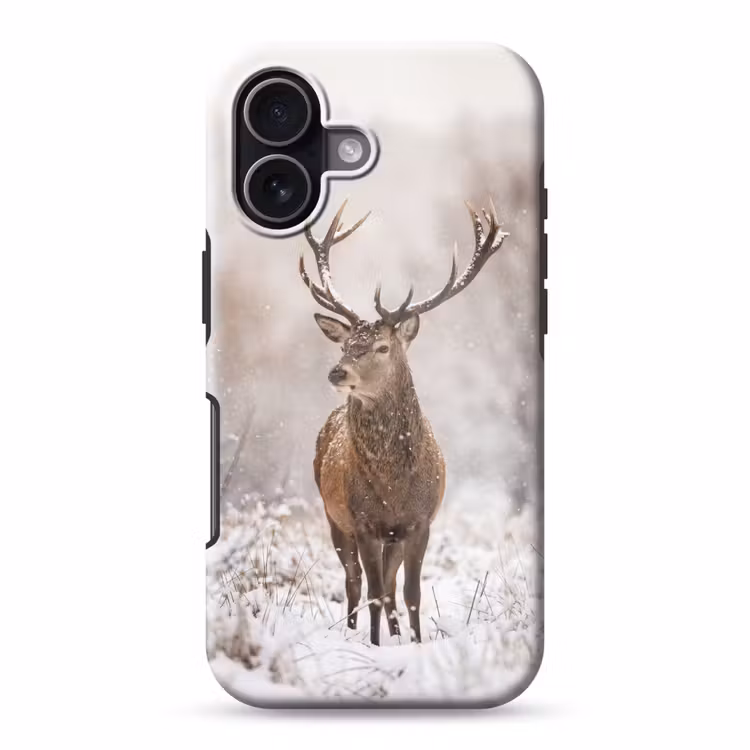 Edelhert - Bos - Sneeuw - Winter - Majestueus Toughcase MagSafe Apple iPhone 17 klein -3d