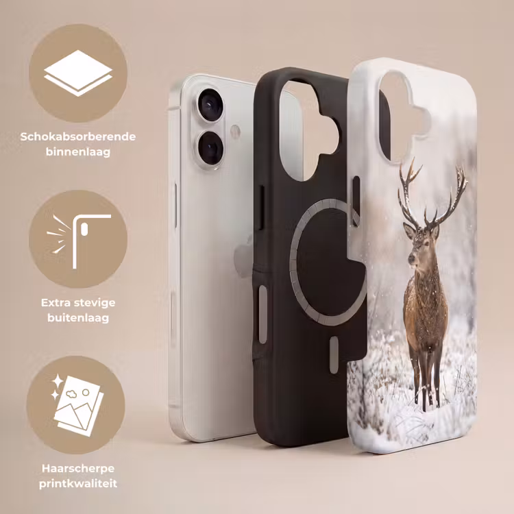 Edelhert - Bos - Sneeuw - Winter - Majestueus Toughcase MagSafe Apple iPhone 17 klein -USP_Lagen_NL