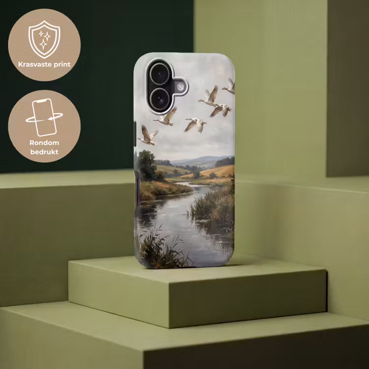 Eenden - Rivier - Landschap - Vlucht - Nostalgisch Toughcase MagSafe Apple iPhone 17 klein -USP_PrintM_NL
