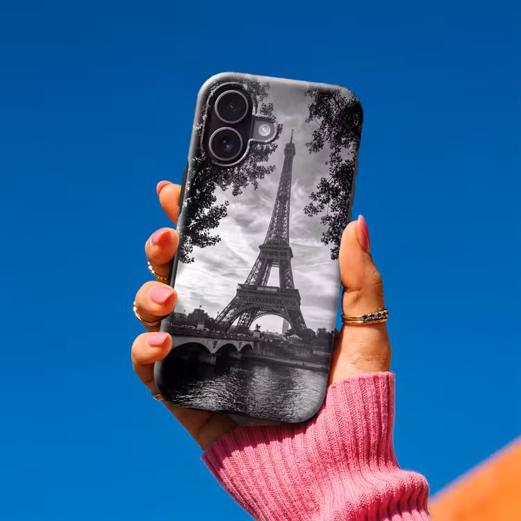 Eiffeltoren - Parijs - Rivier - Architectuur - Zwart-wit Toughcase MagSafe Apple iPhone 17 klein -Sfeer1V
