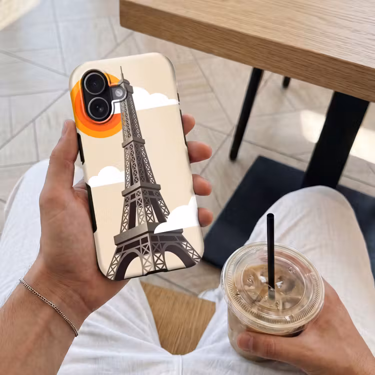 Eiffeltoren - Zon - Architectuur - Abstract - Beige Toughcase MagSafe Apple iPhone 17 klein -Sfeer1M