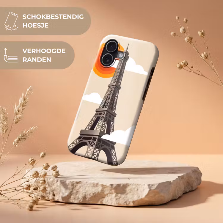 Eiffeltoren - Zon - Architectuur - Abstract - Beige Toughcase MagSafe Apple iPhone 17 klein -USP_RandenV_NL