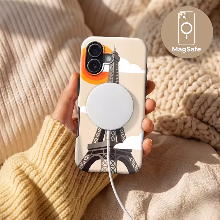 Eiffeltoren - Zon - Architectuur - Abstract - Beige Toughcase MagSafe Apple iPhone 17 klein -USP_MagsafeV