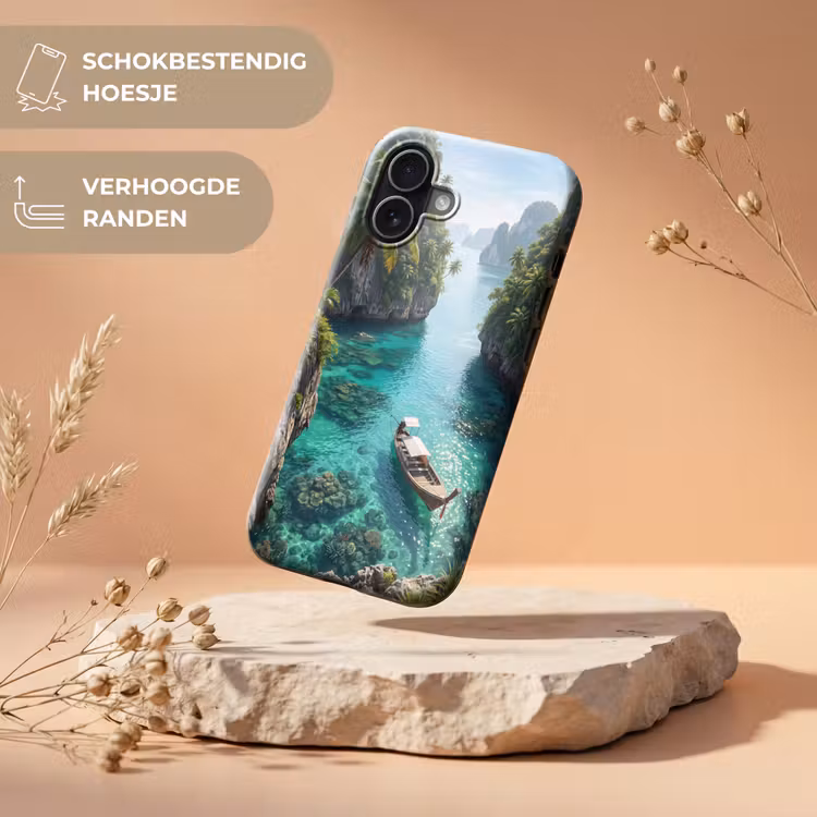 Eiland - Tropisch - Water - Palmbomen - Natuur Toughcase MagSafe Apple iPhone 17 klein -USP_RandenV_NL