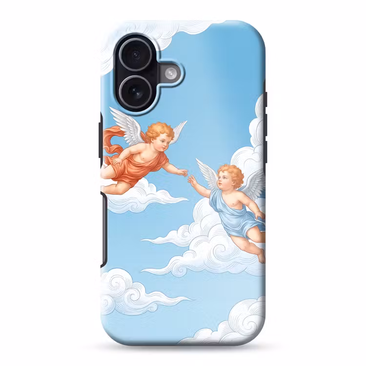 Engel - Vliegend - Klassiek - Blauw Toughcase MagSafe Apple iPhone 17 klein -3d