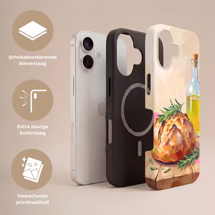 Eten - Brood - Olijfolie - Abstract - Keuken Toughcase MagSafe Apple iPhone 17 klein -USP_Lagen_NL