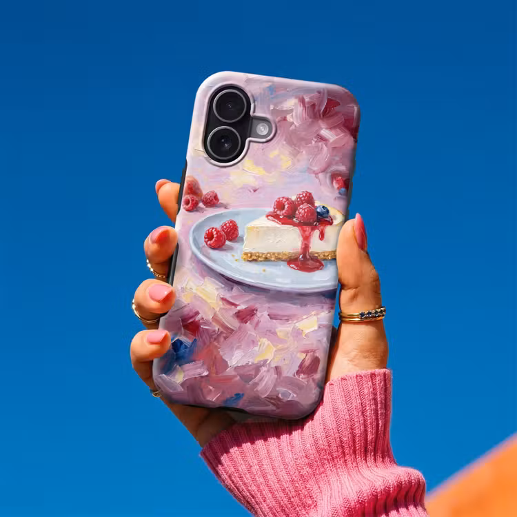 Eten - Cheesecake - Bessen - Abstract - Roze Toughcase MagSafe Apple iPhone 17 klein -Sfeer1V