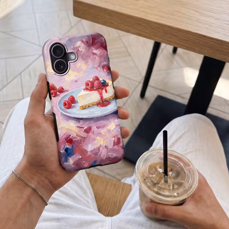 Eten - Cheesecake - Bessen - Abstract - Roze Toughcase MagSafe Apple iPhone 17 klein -Sfeer1M
