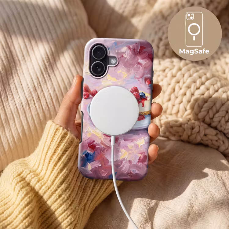 Eten - Cheesecake - Bessen - Abstract - Roze Toughcase MagSafe Apple iPhone 17 klein -USP_MagsafeV