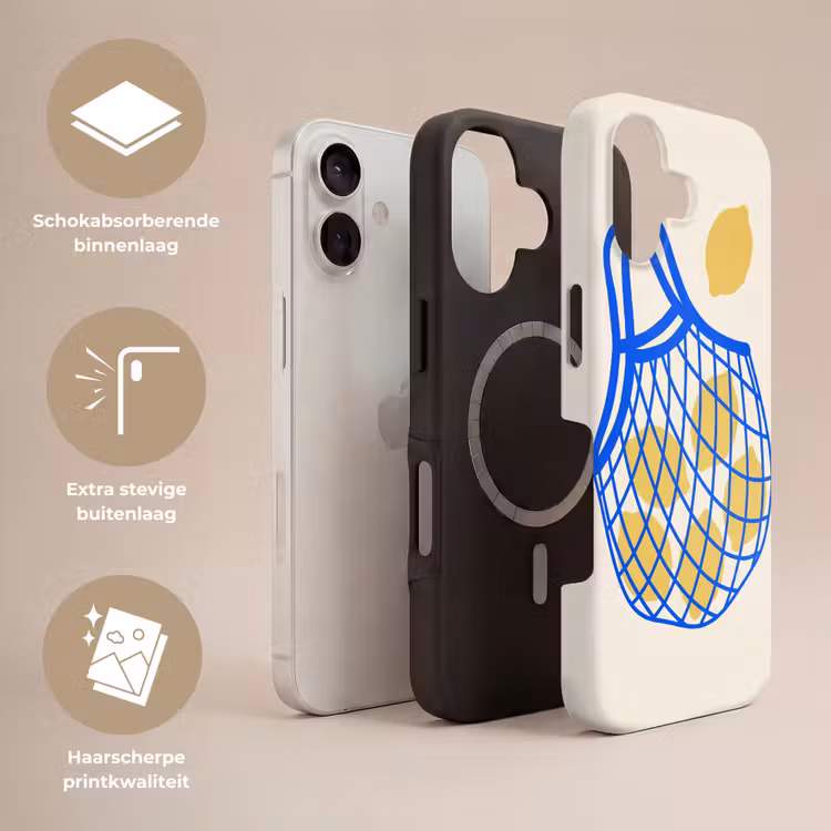 Eten - Citroen - Boodschappen - Abstract - Geel - Blauw Toughcase MagSafe Apple iPhone 17 klein -USP_Lagen_NL