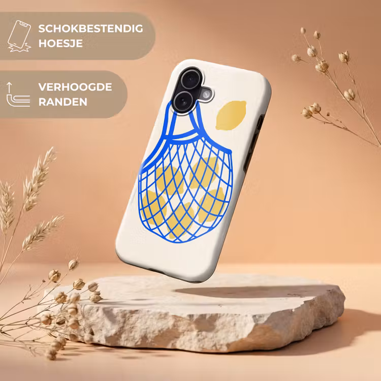 Eten - Citroen - Boodschappen - Abstract - Geel - Blauw Toughcase MagSafe Apple iPhone 17 klein -USP_RandenV_NL