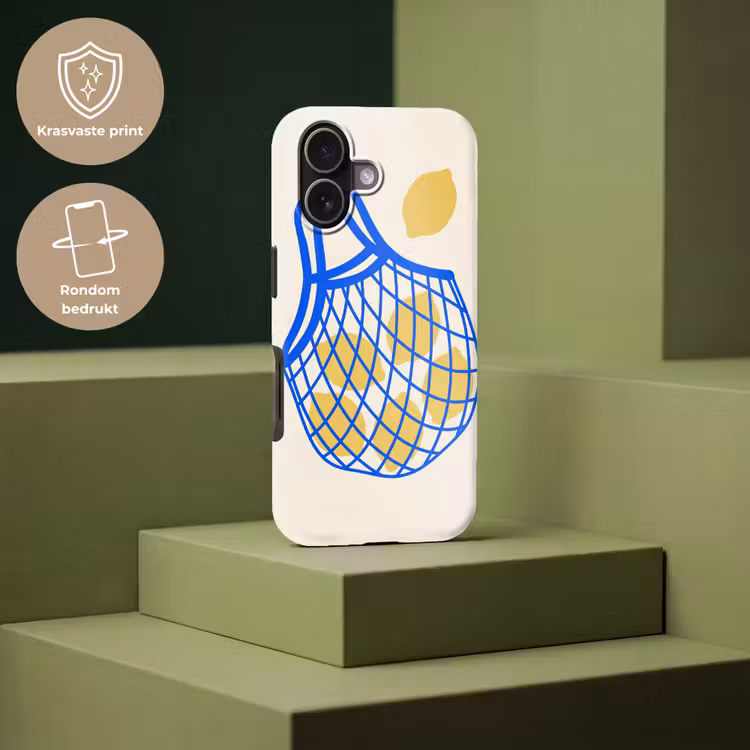 Eten - Citroen - Boodschappen - Abstract - Geel - Blauw Toughcase MagSafe Apple iPhone 17 klein -USP_PrintM_NL