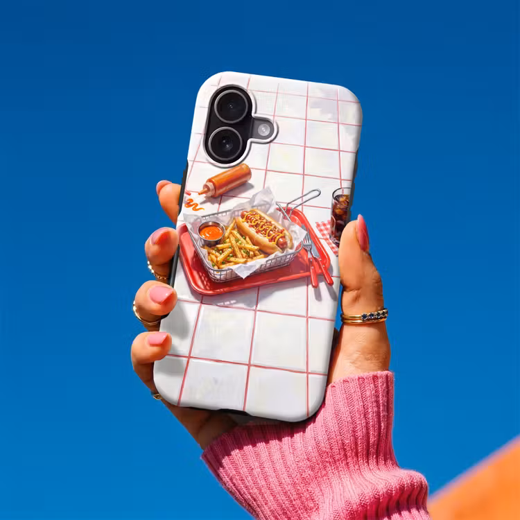 Eten - Hotdog - Fastfood - Modern - Rood Toughcase MagSafe Apple iPhone 17 klein -Sfeer1V