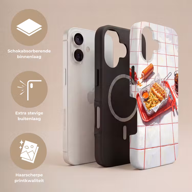 Eten - Hotdog - Fastfood - Modern - Rood Toughcase MagSafe Apple iPhone 17 klein -USP_Lagen_NL