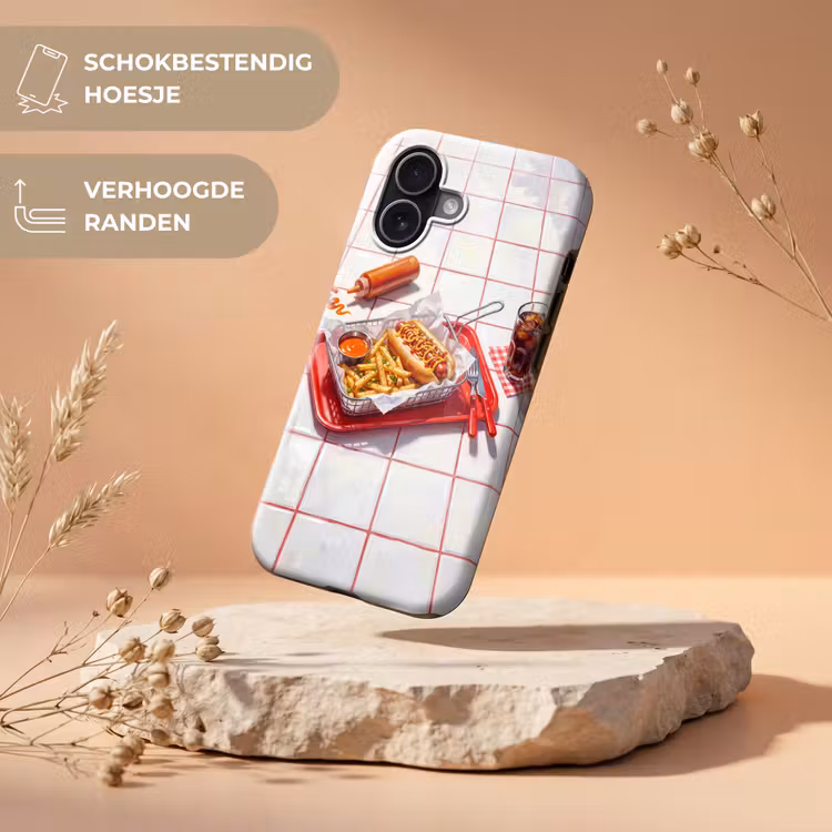 Eten - Hotdog - Fastfood - Modern - Rood Toughcase MagSafe Apple iPhone 17 klein -USP_RandenV_NL