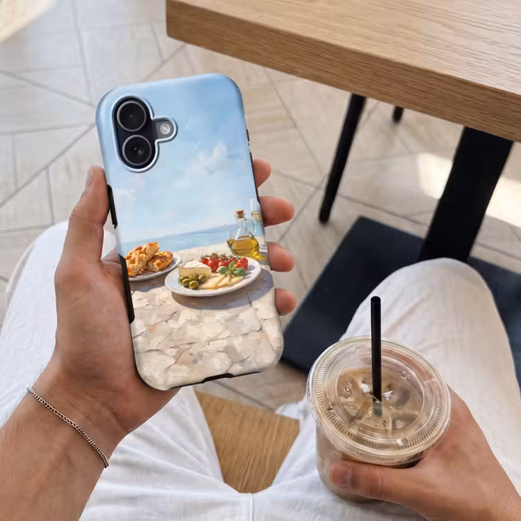 Eten - Middellandse Zee - Natuur - Geschilderd Toughcase MagSafe Apple iPhone 17 klein -Sfeer1M