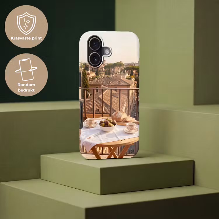 Eten - Ontbijt - Balkon - Stad - Zonsopgang Toughcase MagSafe Apple iPhone 17 klein -USP_PrintM_NL