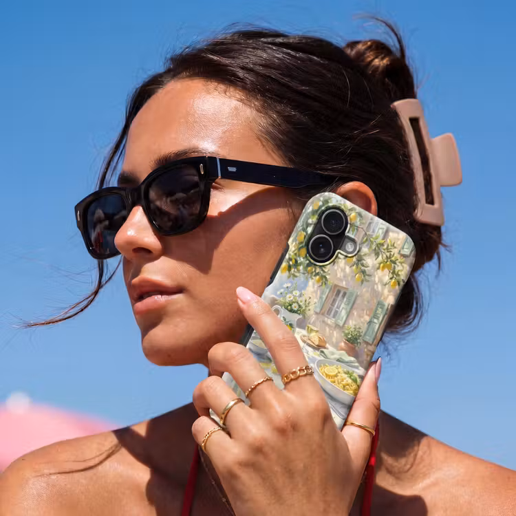 Eten - Terras - Zomer - Geschilderd - Geel Toughcase MagSafe Apple iPhone 17 klein -Sfeer2V