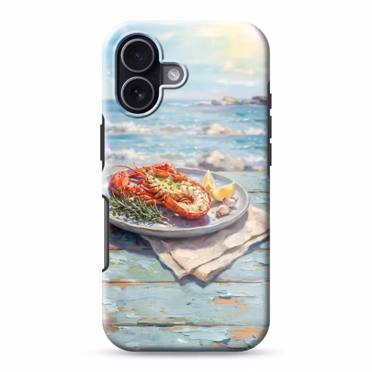 Eten - Zee - Kust - Modern - Blauw Toughcase MagSafe Apple iPhone 17 klein -3d