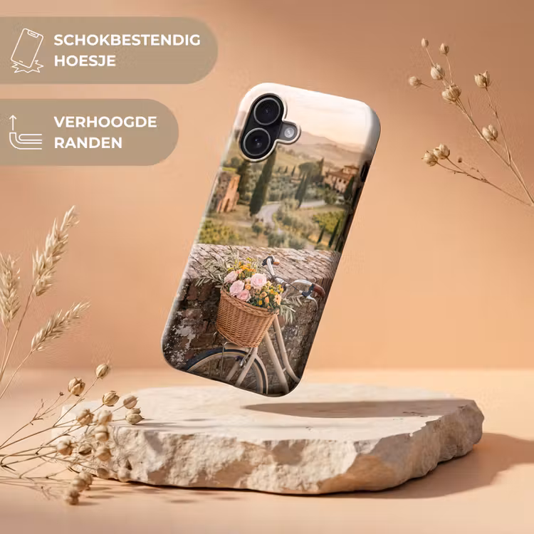 Fiets - Bloemen - Toscane - Landschap - Roze Toughcase MagSafe Apple iPhone 17 klein -USP_RandenV_NL