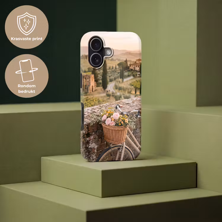 Fiets - Bloemen - Toscane - Landschap - Roze Toughcase MagSafe Apple iPhone 17 klein -USP_PrintM_NL