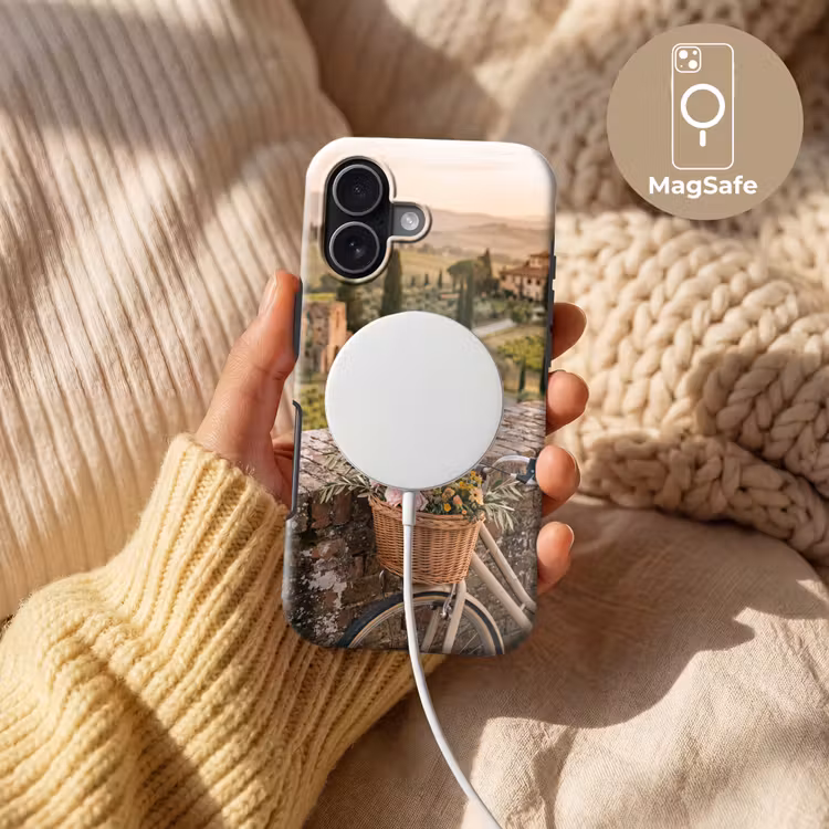 Fiets - Bloemen - Toscane - Landschap - Roze Toughcase MagSafe Apple iPhone 17 klein -USP_MagsafeV