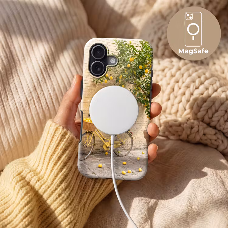 Fiets - Mand - Eten - Geel - Zomer Toughcase MagSafe Apple iPhone 17 klein -USP_MagsafeV
