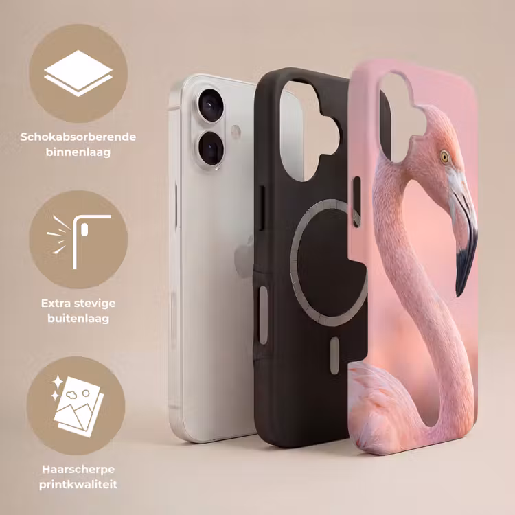 Flamingo - Portret - Roze Toughcase MagSafe Apple iPhone 17 klein -USP_Lagen_NL