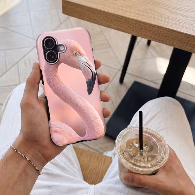 Flamingo - Portret - Roze Toughcase MagSafe Apple iPhone 17 klein -Sfeer1M