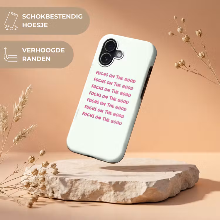 Focus on the good - Roze Toughcase MagSafe Apple iPhone 17 klein -USP_RandenV_NL