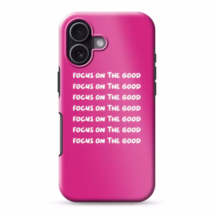 Focus on the good - Roze - wit Toughcase MagSafe Apple iPhone 17 klein -3d