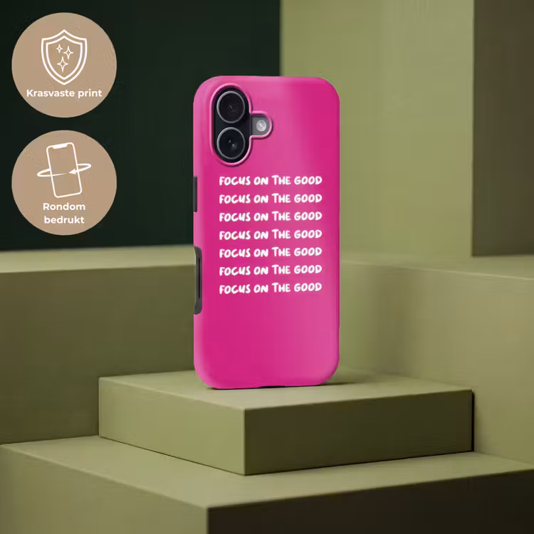 Focus on the good - Roze - wit Toughcase MagSafe Apple iPhone 17 klein -USP_PrintM_NL