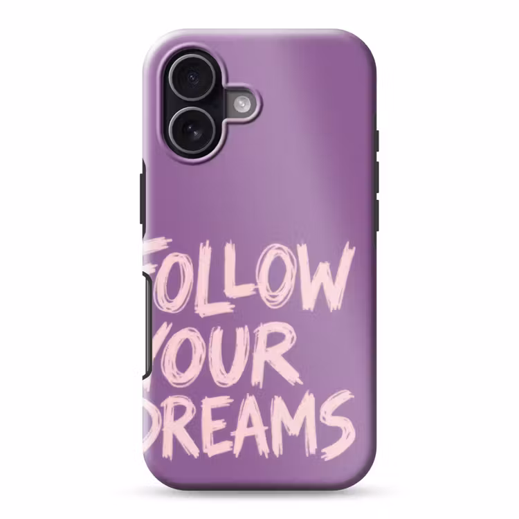 Follow your dreams - Paars - Penseeltextuur Toughcase MagSafe Apple iPhone 17 klein -3d