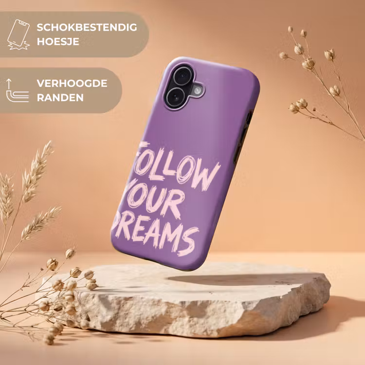 Follow your dreams - Paars - Penseeltextuur Toughcase MagSafe Apple iPhone 17 klein -USP_RandenV_NL