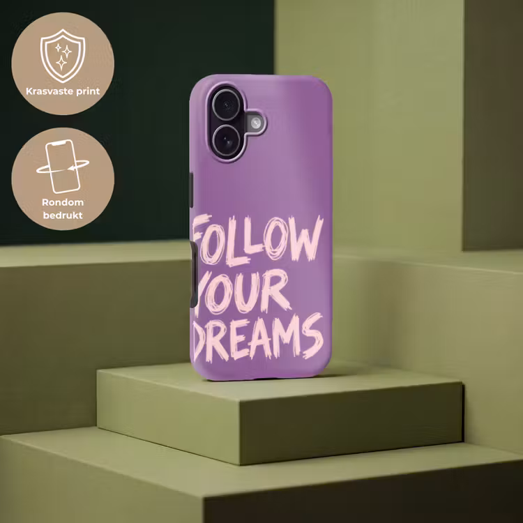 Follow your dreams - Paars - Penseeltextuur Toughcase MagSafe Apple iPhone 17 klein -USP_PrintM_NL