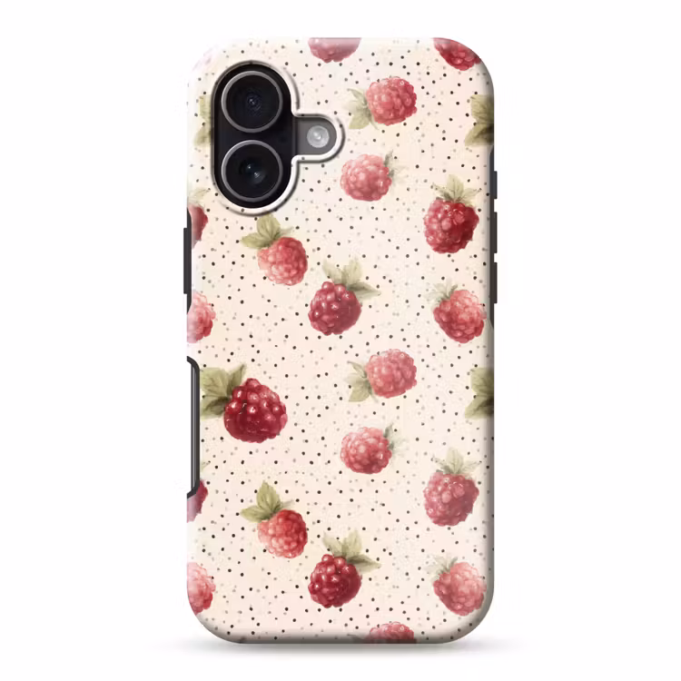 Framboos - Stippen - Rood Toughcase MagSafe Apple iPhone 17 klein 1017 -3d