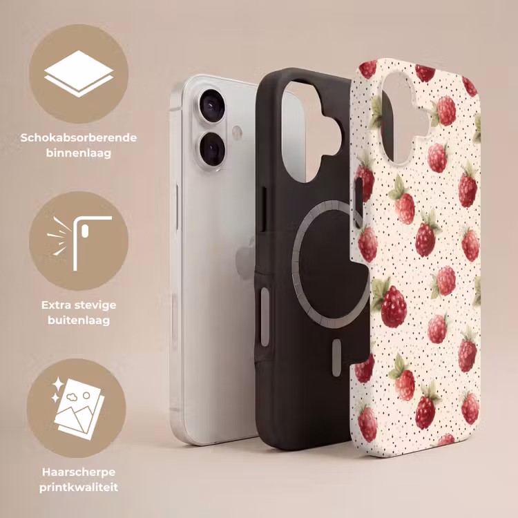 Framboos - Stippen - Rood Toughcase MagSafe Apple iPhone 17 klein 1017 -USP_Lagen_NL