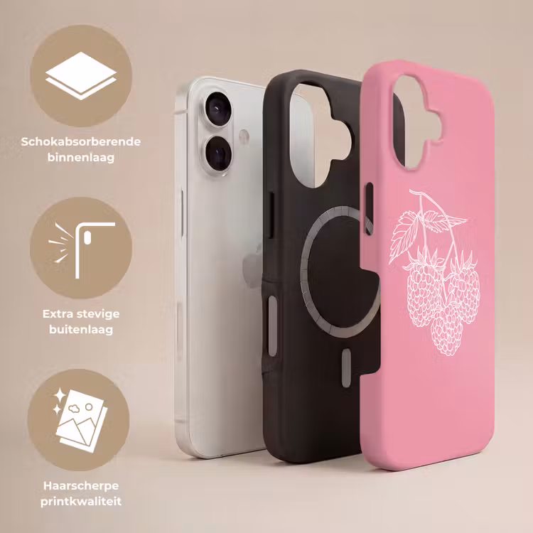 Frambozen - Steel - Getekend - Roze Toughcase MagSafe Apple iPhone 17 klein -USP_Lagen_NL