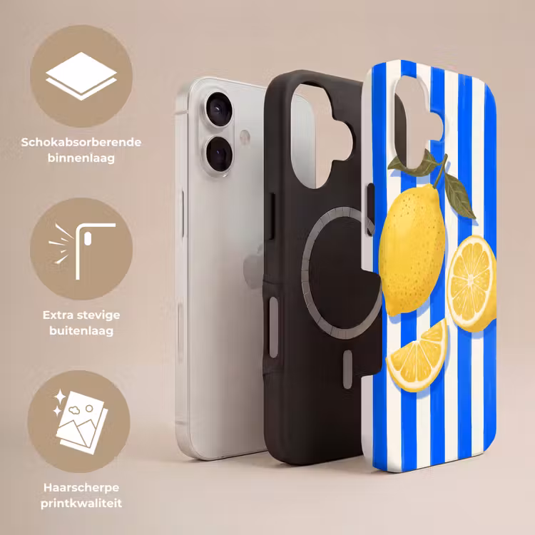 Fruit - Citroen - Zomer - Geel - Blauw Toughcase MagSafe Apple iPhone 17 klein -USP_Lagen_NL