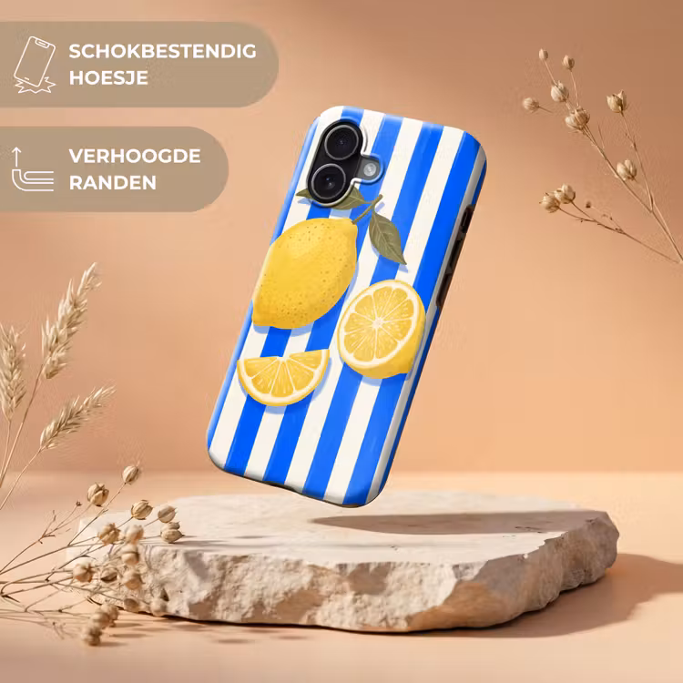Fruit - Citroen - Zomer - Geel - Blauw Toughcase MagSafe Apple iPhone 17 klein -USP_RandenV_NL