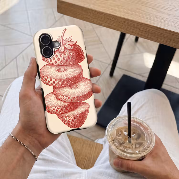Fruit - Gesneden - Illustratie - Rood - Vintage Toughcase MagSafe Apple iPhone 17 klein -Sfeer1M