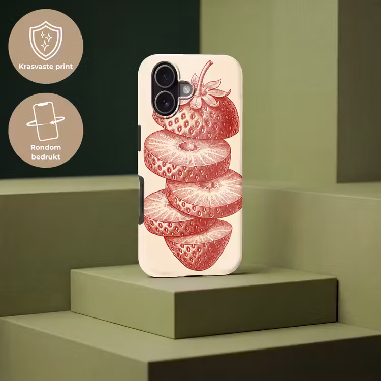 Fruit - Gesneden - Illustratie - Rood - Vintage Toughcase MagSafe Apple iPhone 17 klein -USP_PrintM_NL